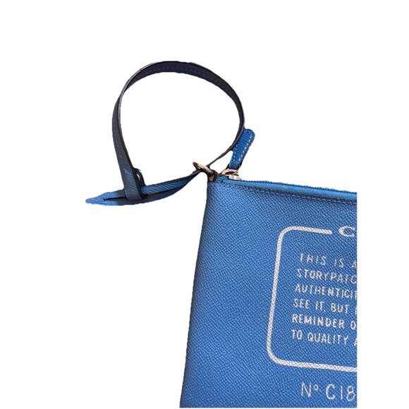 Coach Blue Leather Story Patch Wristlet Pouch Wallet Clutch Unisex Travel Party - Picture 4 of 9
